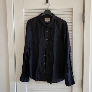 Madewell Men's Black/Grey Button-Down Linen Shirt Size M.